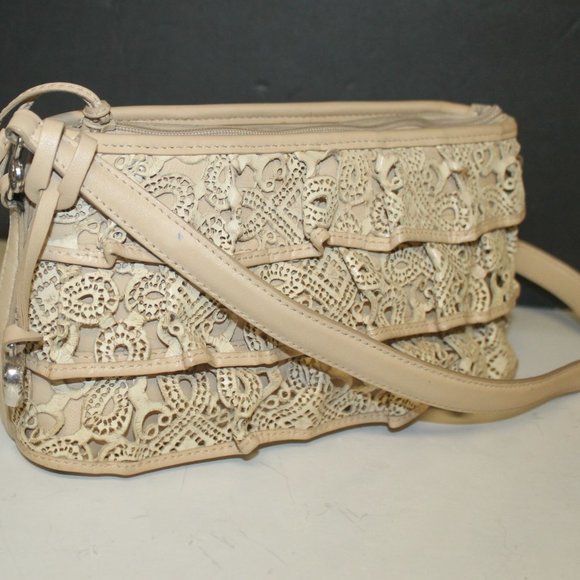 Brighton Handbags - Brighton Layered Lacey Leather Hobo Bag Purse Handbag